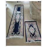 Set of 2 Vintage Floral Pattern Rugs