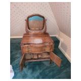 Vintage Wooden Vanity with Mirror and Storage