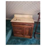 Antique Wooden Washstand with Marble Top