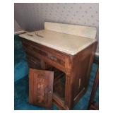 Antique Wooden Washstand with Marble Top