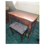 Vintage Vanity Dressing Table with Floral Patterned Stool