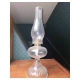 Vintage Clear Glass Oil Lamp with Ribbed Base