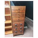 Antique Wooden Tallboy with Eight Drawers Purchased at the Burlington Northern Train Station Closing Sale