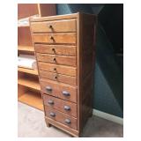 Antique Wooden Tallboy with Eight Drawers Purchased at the Burlington Northern Train Station Closing Sale