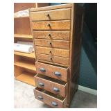 Antique Wooden Tallboy with Eight Drawers Purchased at the Burlington Northern Train Station Closing Sale