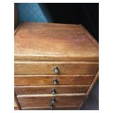 Antique Wooden Tallboy with Eight Drawers Purchased at the Burlington Northern Train Station Closing Sale