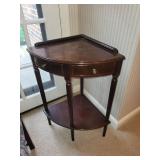 Vintage Wood Corner Table with Drawer