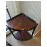 Vintage Wood Corner Table with Drawer