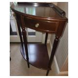 Vintage Wood Corner Table with Drawer