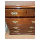 Vintage Wooden 5-Drawer Dresser with Brass Handles