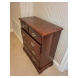Vintage Wooden 5-Drawer Dresser with Brass Handles