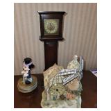 Collection of Vintage Tabletop Clocks Including Father Time Windmill Clock