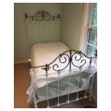 Antique Brass and Iron Bed Frame with Decorative Finials