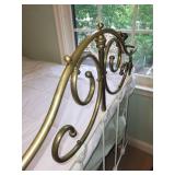 Antique Brass and Iron Bed Frame with Decorative Finials