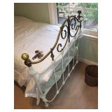 Antique Brass and Iron Bed Frame with Decorative Finials