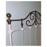 Antique Brass and Iron Bed Frame with Decorative Finials