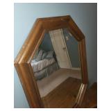 Octagonal Wall Mirror with Wooden Frame