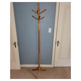 Vintage Wooden Coat Rack with Multiple Hooks