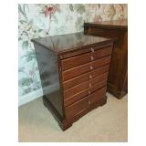 Vintage Wood Jewelry Chest with Multiple Drawers