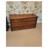 Vintage Wooden Chest of Drawers with Brass Handles