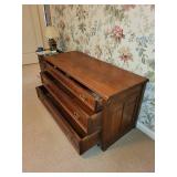 Vintage Wooden Chest of Drawers with Brass Handles