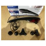 Brookstone Handheld Percussion Body Massager, 4 Vibration Modes, 5 Interchangeable Heads