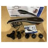Brookstone Handheld Percussion Body Massager, 4 Vibration Modes, 5 Interchangeable Heads
