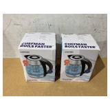 LOT OF 2 Chefman Fast-Boil 1.2L Electric Kettle with Tea Infuser