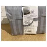 4PCS King Size Hotel Style 600 Thread Count Grey Stripe Egyptian Cotton Adult Bed Sheets