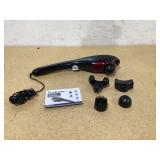 Brookstone Handheld Percussion Body Massager, 4 Vibration Modes, 5 Interchangeable Heads, Black