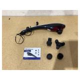 Brookstone Handheld Percussion Body Massager, 4 Vibration Modes, 5 Interchangeable Heads, Black