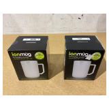 LOT OF 2 IonMug Coffee Mug & Charging Coffee Mug Warmer Coaster, 12oz. Stainless Steel Coffee Mug with Lid, 3.5" x 3.5" x 5"