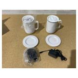 LOT OF 2 IonMug Coffee Mug & Charging Coffee Mug Warmer Coaster, 12oz. Stainless Steel Coffee Mug with Lid, 3.5" x 3.5" x 5"