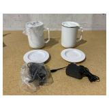 LOT OF 2 IonMug Coffee Mug & Charging Coffee Mug Warmer Coaster, 12oz. Stainless Steel Coffee Mug with Lid, 3.5" x 3.5" x 5"