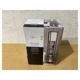 Mainstays 62" Plastic Black Shelf Floor Lamp, Sustainable White Fabric Shade ,Modern Design, New Condition, Adult and Dorm Room Use