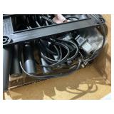 Mainstays 62" Plastic Black Shelf Floor Lamp, Sustainable White Fabric Shade ,Modern Design, New Condition, Adult and Dorm Room Use