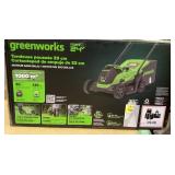 Greenworks 24V 13 Battery Powered Push Walk-Behind Mower, 4Ah USB Battery and Charger Included