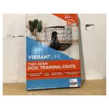 Vibrant Life Double-Door Folding Metal Wire Dog Crate with Divider, XL, 42"