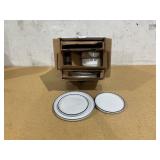 11PCS Mainstays Blue Rim Stoneware Dinnerware Set