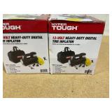 LOT OF 2 Hyper Tough DC 12V Heavy Duty Direct Drive Digital Tire Inflator with Detachable LED Light