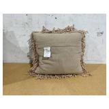 Mina Victory Shag Skinny Fugga Beige 20" x 20" Throw Pillow