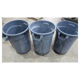 (3) Garbage Cans On Wheels