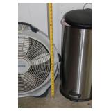 WindMachine Floor Fan and Stainless Steel Pedal Trash Can Set