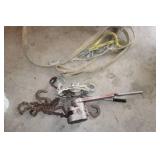 Vintage Alcoa Chain Hoist with Hooks and Cables