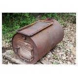 Rustic Metal Barrel Stove Heater with Chimney Pipe