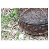 Rustic Metal Fire Pit with Mesh Cover