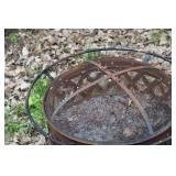 Rustic Metal Fire Pit with Mesh Cover
