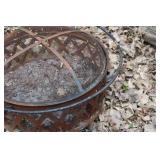 Rustic Metal Fire Pit with Mesh Cover