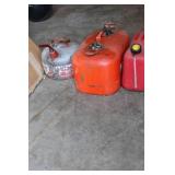 Set of 4 Used Gasoline Fuel Cans in Various Sizes