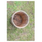 Vintage Wooden Barrel with Metal Hoop Accents